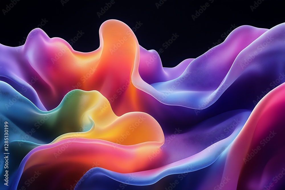 Aufkleber Vibrant Abstract Waves in Colorful Flowing Patterns Embracing Fluidity and Movement : Generative AI