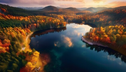 The lake sparkles like diamonds under the sun.  