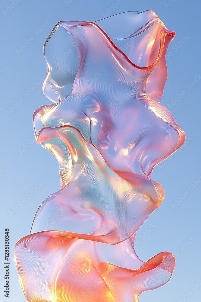 Poster elegant transparent artwork with lush curves and soft shades set against a clear day sky : generativ