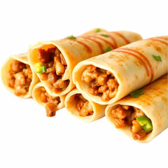 Mexican style delicious pork flautas isolated on the white background