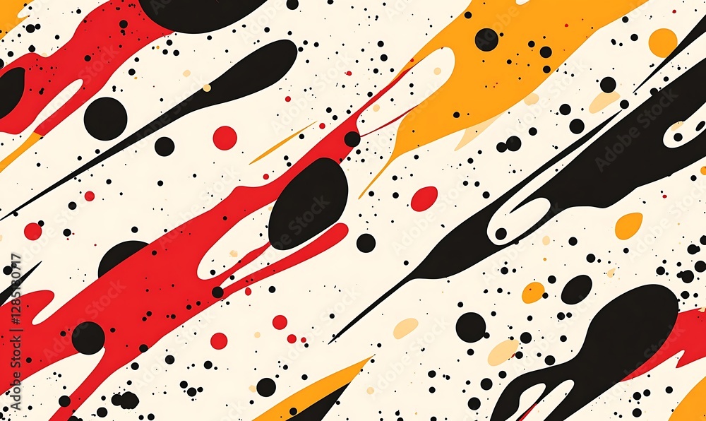 Leinwandbilder vibrant abstract splashes of red, black, and yellow on a light background create a dynamic visual ef