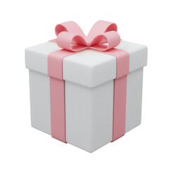 Obraz premium Gift Box Pink Ribbon 3D Render Isolated Transparent Background