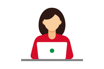 Professional Woman Working on Laptop on white background