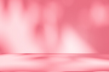 Wall interior background, studio and backdrops show products.with shadow from window color pink background for text insertion and presentation interior decoration	