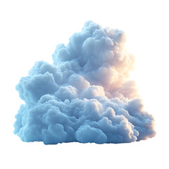 A Fluffy 3D Cartoon Cloud with Soft Glowing Edges Isolated on Transparent Background