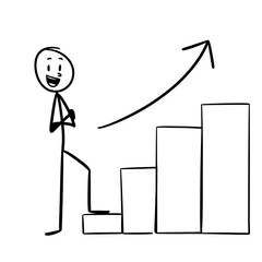 a person proudly standing on a rising graph