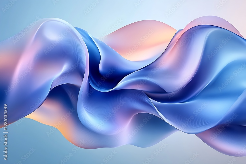 Poster Softly Flowing Abstract Waves In Vibrant Blue And Pink Colors On A Gentle Background : Generative AI