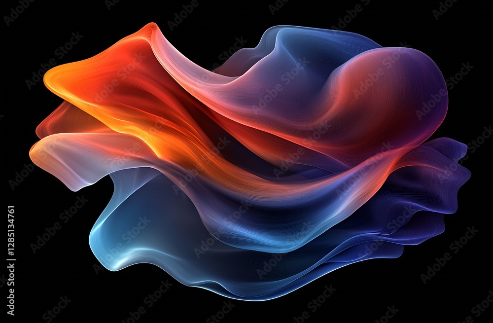 Poster elegant flowing shapes in warm orange and cool blue creating an abstract visual masterpiece : genera