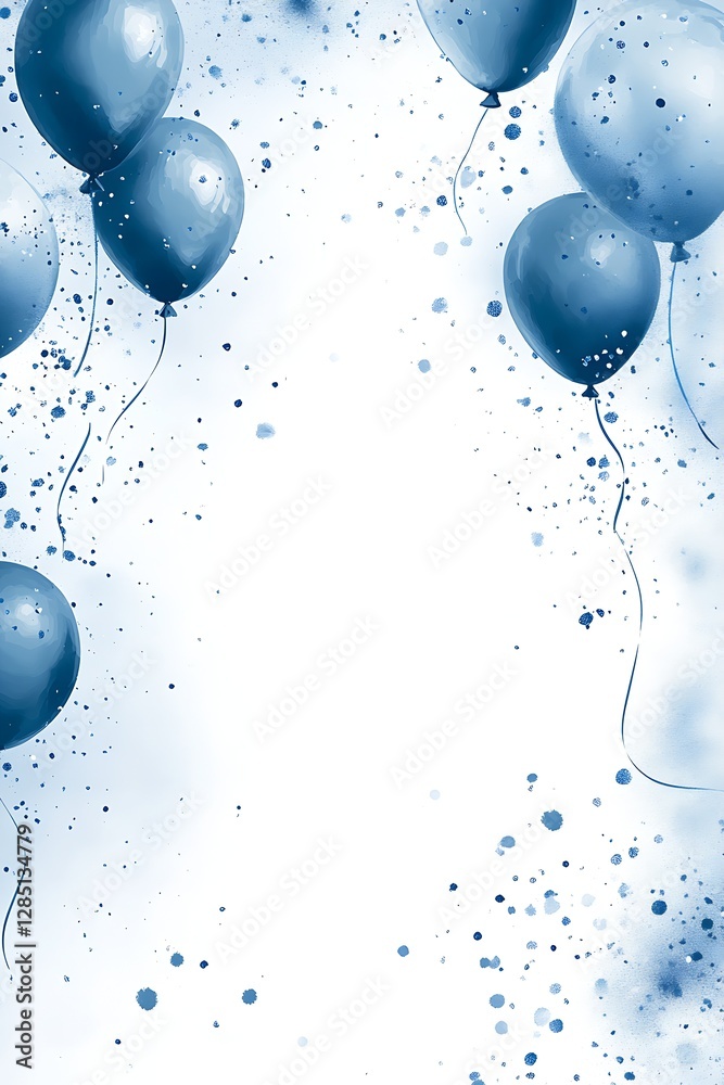 Poster Artistic Blue Balloon Design with a Light Background for Joyful Celebrations and Events : Generative AI