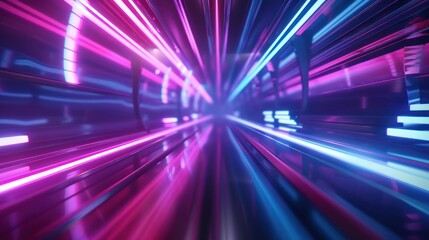 Neon Lightspeed Tunnel Abstract Art Background