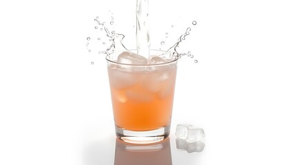 Refreshing Drink Splashing Ice Cubes in Glass Beverage