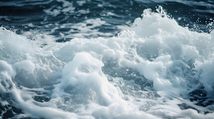 Fototapeta premium waves with foamy surf, captured in dynamic motion, with splashes of water frozen in time 