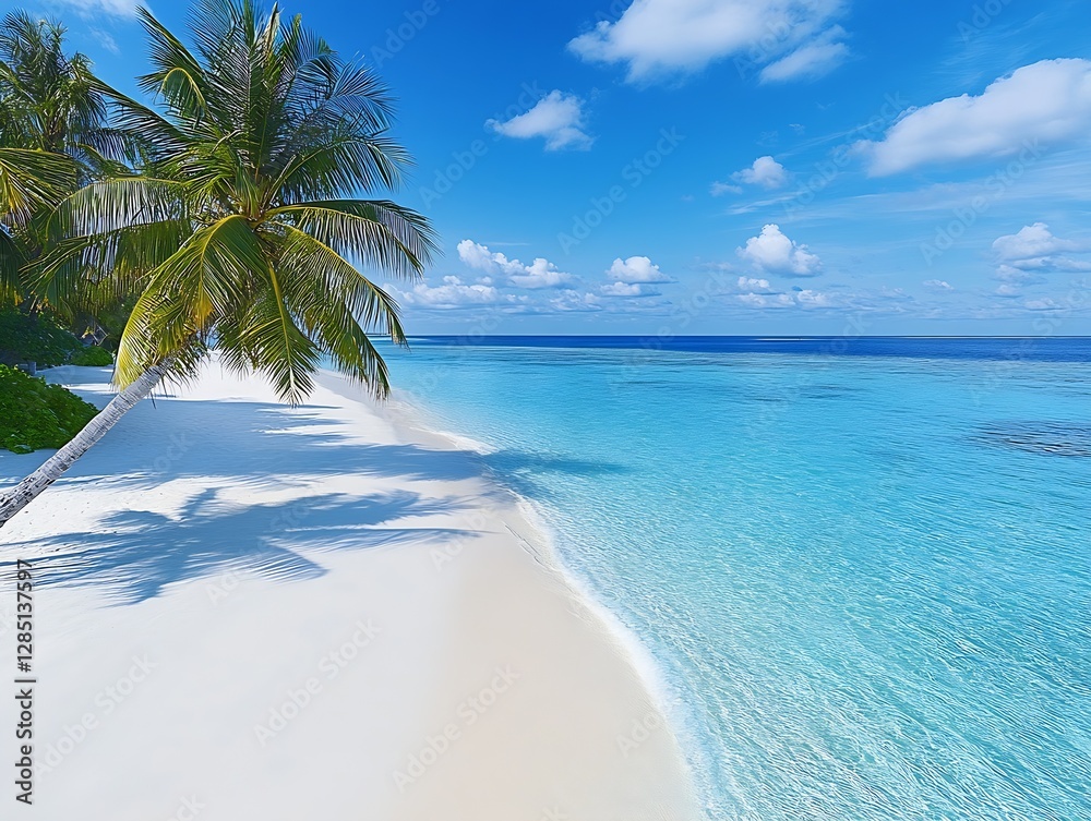 Aufkleber picturesque beach image displaying a bright blue ocean meeting soft white sands under sunny skies wi