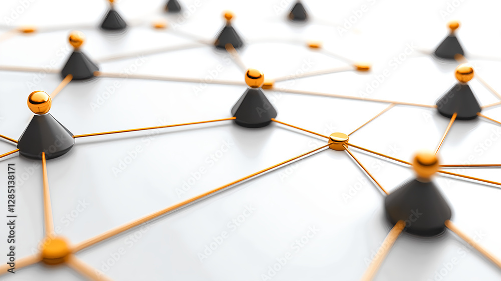 Poster connecting nodes in a digital network abstract technology concept high-tech environment close-up vie