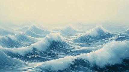 with gently overlapping waves reflecting the pale light of early morning, creating a soft, serene texture 