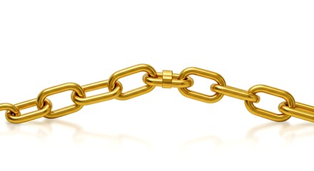 Obraz premium Golden Chain Links Isolated on White Background 3D Render