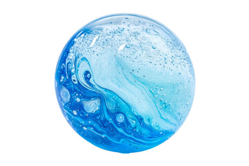 Abstract blue marble texture with swirls and bubbles on a smooth surface