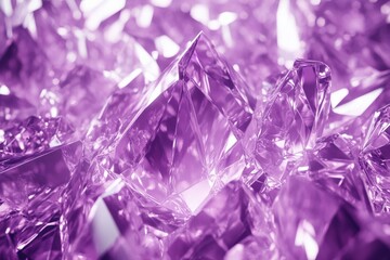 Fototapeta premium Close-Up View of Beautiful Cut Purple Crystals Illuminated by Light Creating a Sparkling Effect in a Jewelry Display