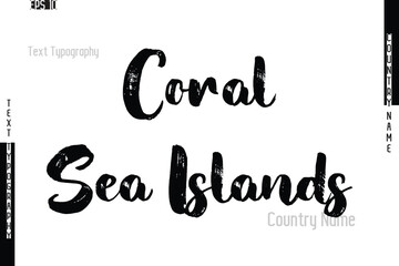 Country Name In Grunge Typography Text Lettering Coral Sea Islands