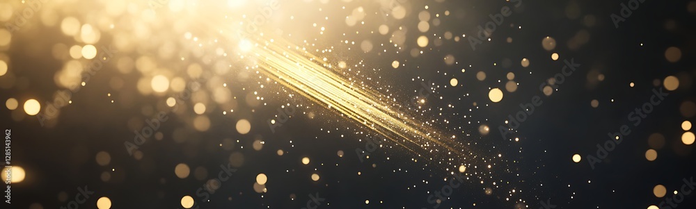 Poster radiant golden sparkles illuminate a dark background, creating a magical atmosphere.