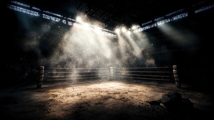 Empty Boxing Ring Spotlight Arena  Fight Night  Championship  Combat Sports