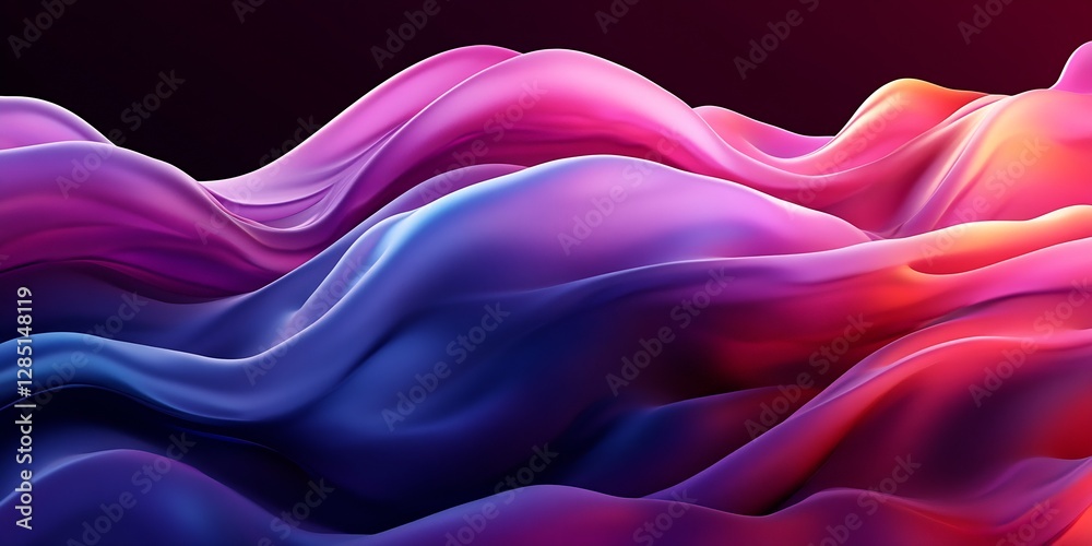 Fototapete smooth flow of vibrant fabrics in waves showing rich textures and colors : generative ai