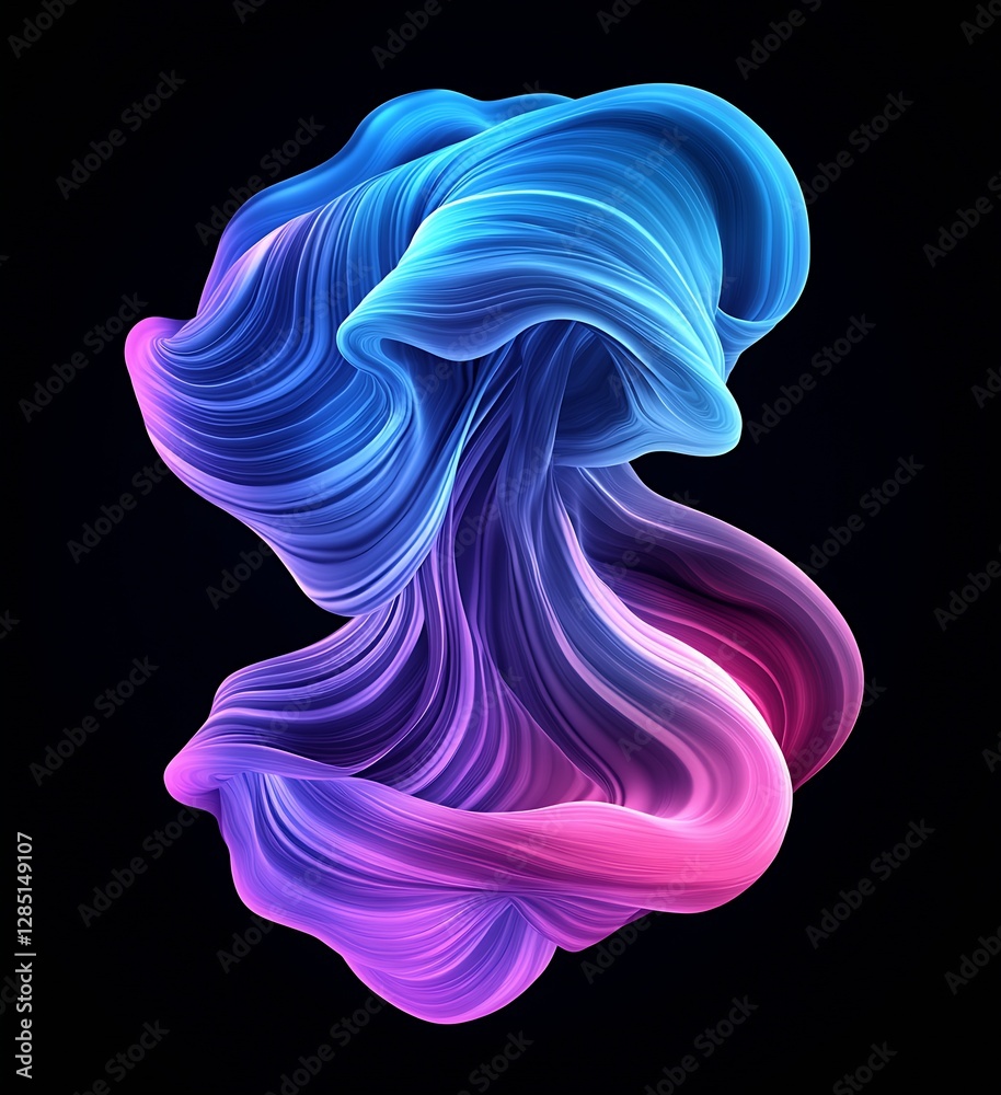 Poster Colorful abstract rendering of dynamic fluid shapes creating a stunning visual experience : Generative AI
