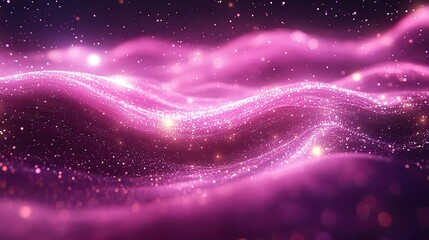 A shimmering pink and purple cosmic wave galaxy landscape scene