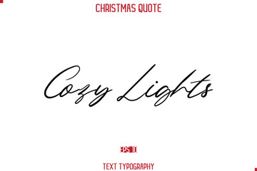 Calligraphy Lettering Happy Merry Christmas Greeting Card Text Quote Cozy Lights