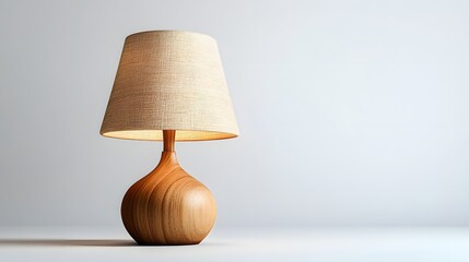 A small wooden table lamp, isolated on white