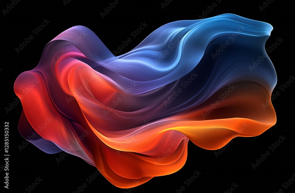 Fototapete stunning abstract image of smooth colorful waves intertwining with vibrant hues on a dark backdrop :