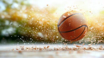 Fast paced Basketball Action  Dynamic 3D Render of a Soaring Ball