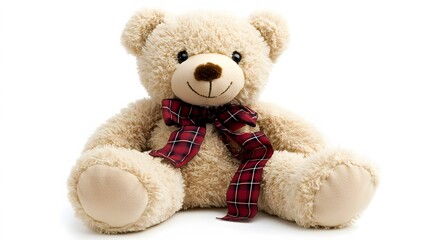 Obraz premium A plush teddy bear, isolated on a white background