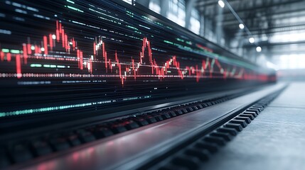 Dynamic stock market visual with fluctuating graphs and data lines in a modern digital setting.