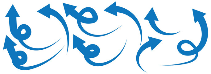 Sharp curved arrow icon. Black rounded arrow. Direction pointer pointing down