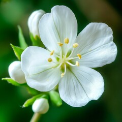 Obraz premium Delicate White Wildflower Blossom Captures Spring's Ephemeral Beauty and Nature's Resilience.