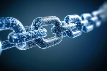 Digital Representation of a Chain with Glowing Links on a Dark Background