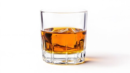 A small glass of whiskey, isolated against a white background