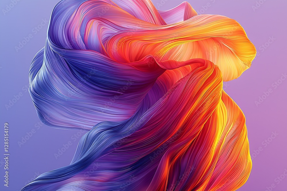 Aufkleber Mesmerizing blend of orange and purple flowing fabric creating captivating dynamic shapes : Generative AI