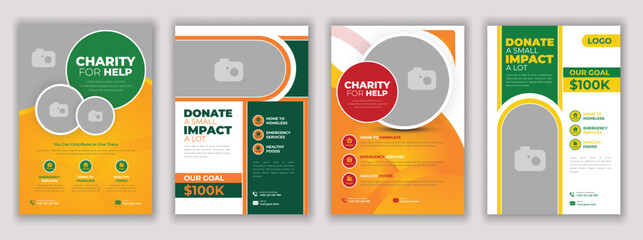 Charity Fundraising Flyer Template Volunteer Donation Drive Nonprofit Organization Helping Hands Social Welfare Aid Community Support Assistance Editable Design for Events and Awareness Campaigns.