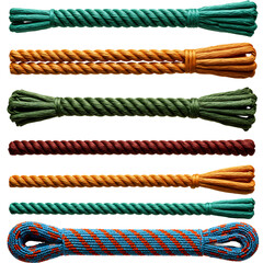 Assortment of Colored Rope Isolated on White High Resolution