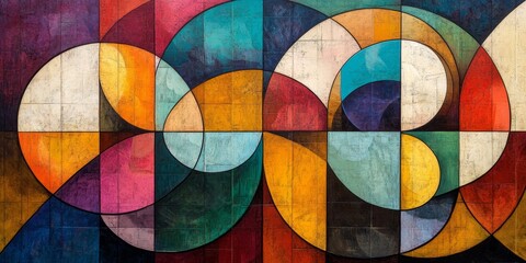 Fototapeta premium Abstract Art with Geometric Shapes, Generative AI