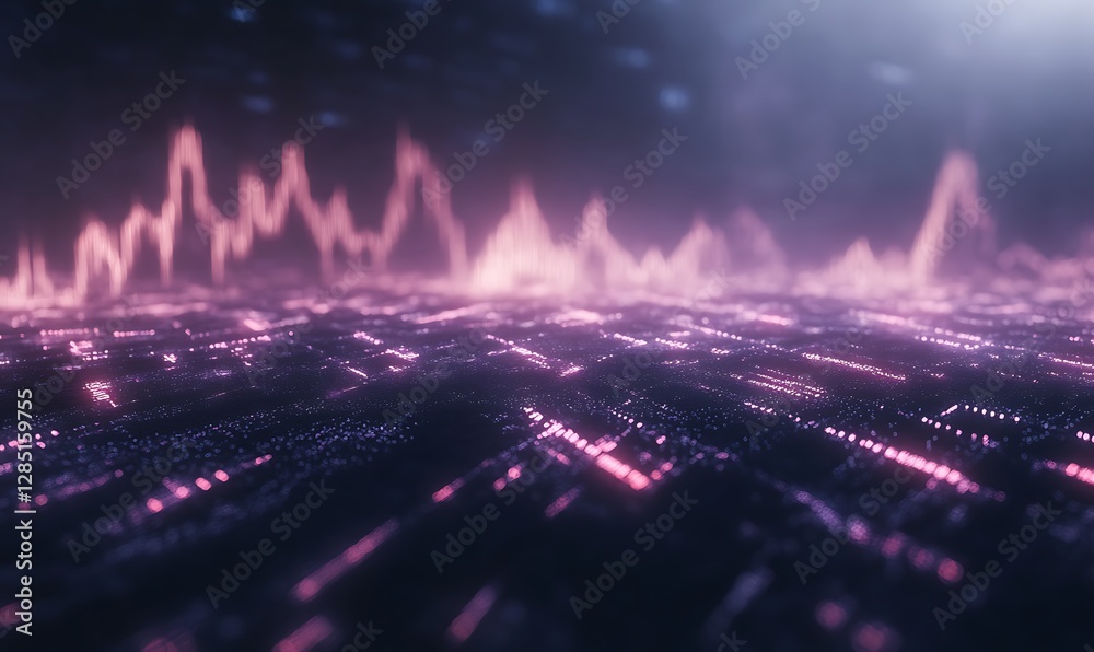Aufkleber abstract digital sound waves with vibrant colors and dynamic movement.