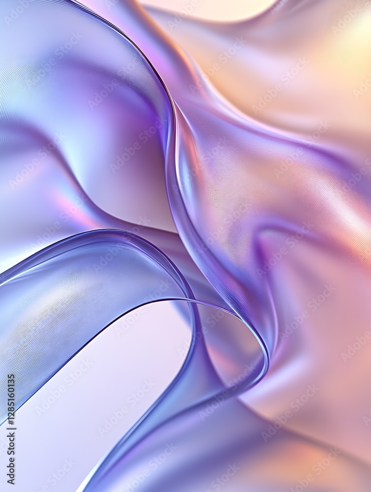 Aufkleber close-up of swirling translucent fabric in beautiful pastel colors creating an artistic fluid motion