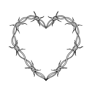 heart of  barbed wire vector illustration