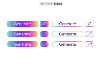 Obraz premium AI generated buttons set for artificial intelligence generate app. Artificial intelligence generate buttons for web tools or AI generation vector