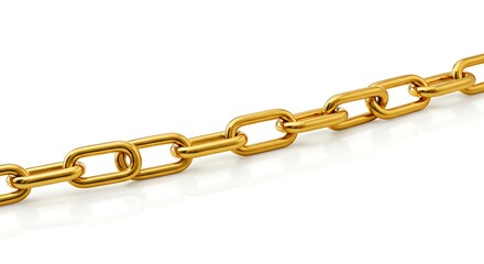 Obraz premium Gold Chain Links Isolated on White Background 3D Render