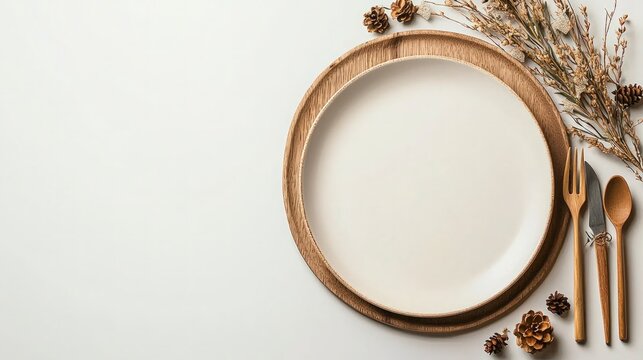 Rustic Autumn Table Setting  Cozy Fall Dinner Place Setting with Wooden Tray  Plate  Cutle