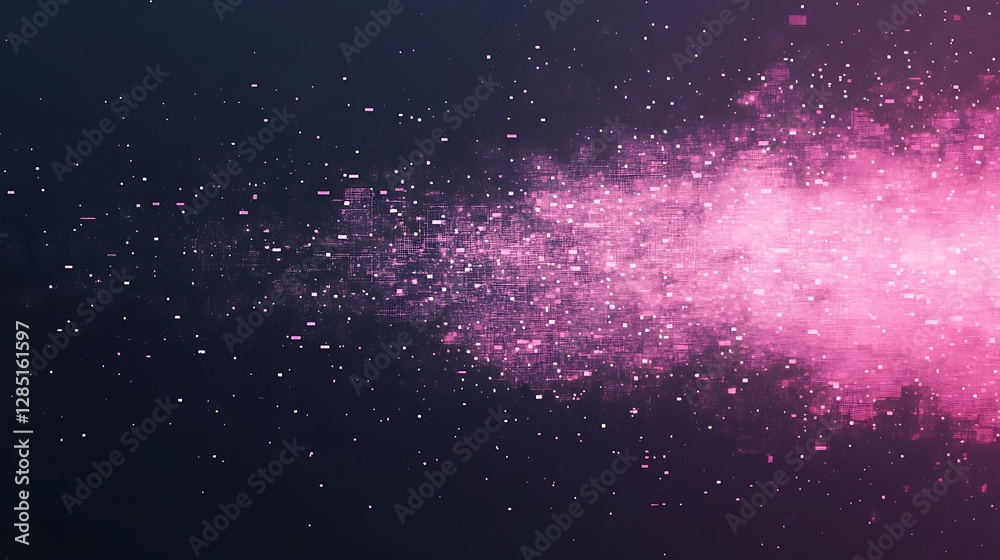 Aufkleber Vibrant pink particles dispersing against a dark background, creating a dynamic visual effect.