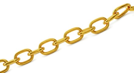 Obraz premium Golden Chain Link Isolated on White Background 3D Render
